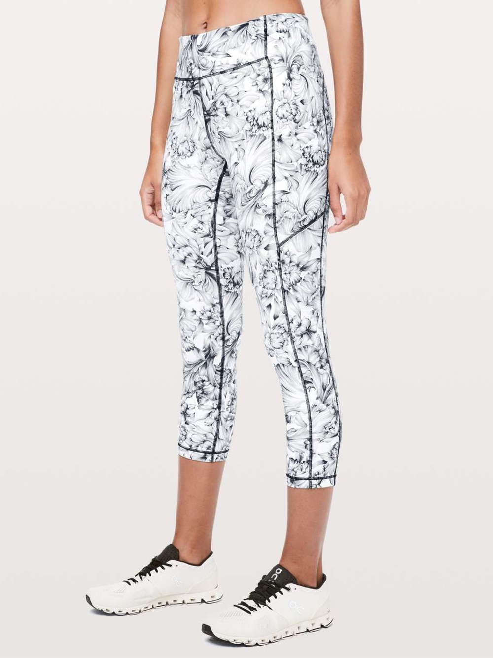 🤍Lululemon Speed Up Crop 21" Light Garden White Black High-Rise Leggings Size 6